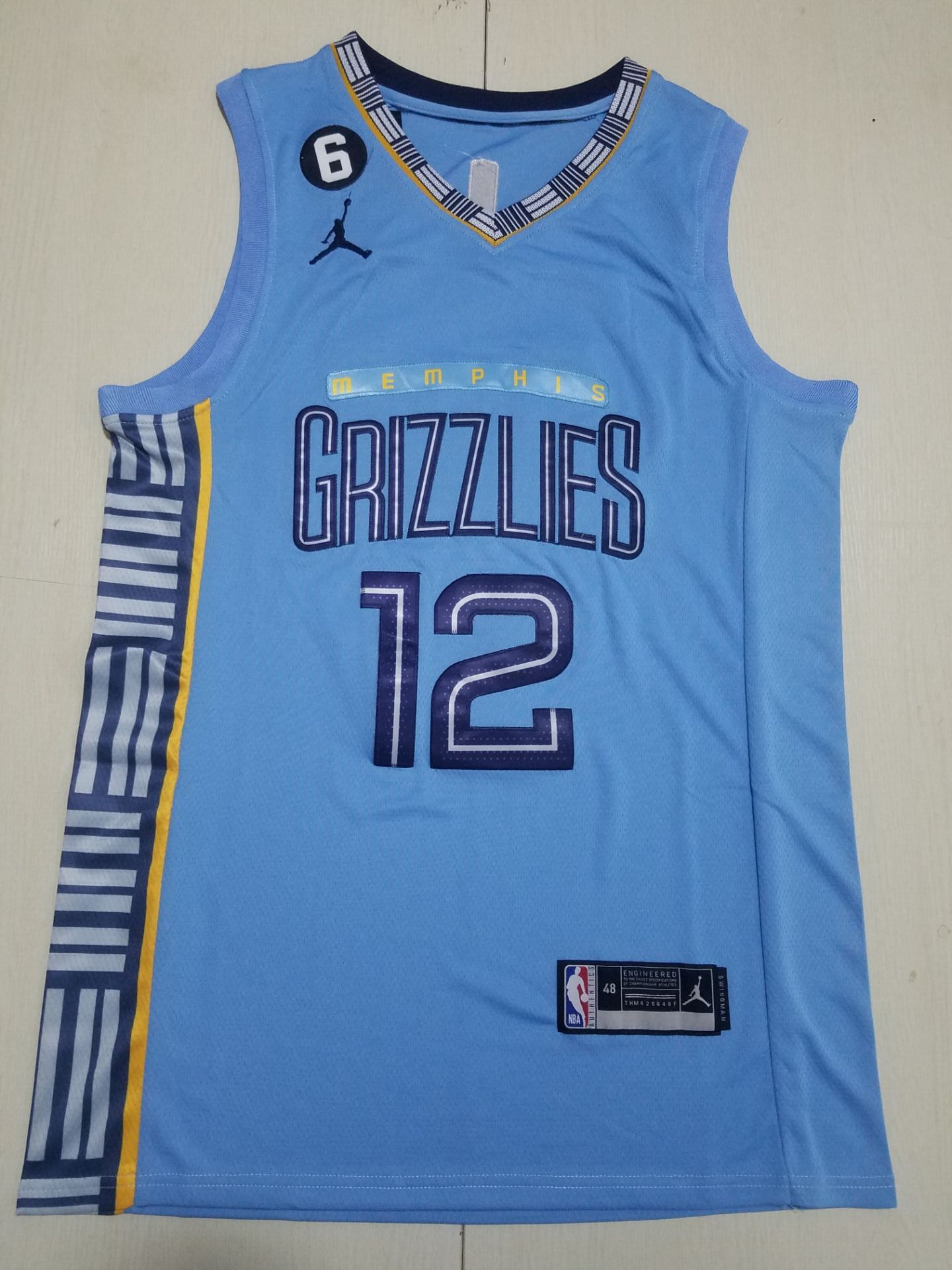 Men Memphis Grizzlies 12 Morant Light Blue 2022 NBA Jersey